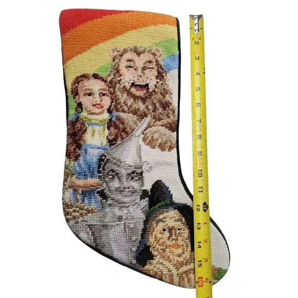 Rare Wizard Of Oz Needlepoint Christmas Stocking Wool Rainbow Dorothy Holiday 18 - Picture 11 of 14